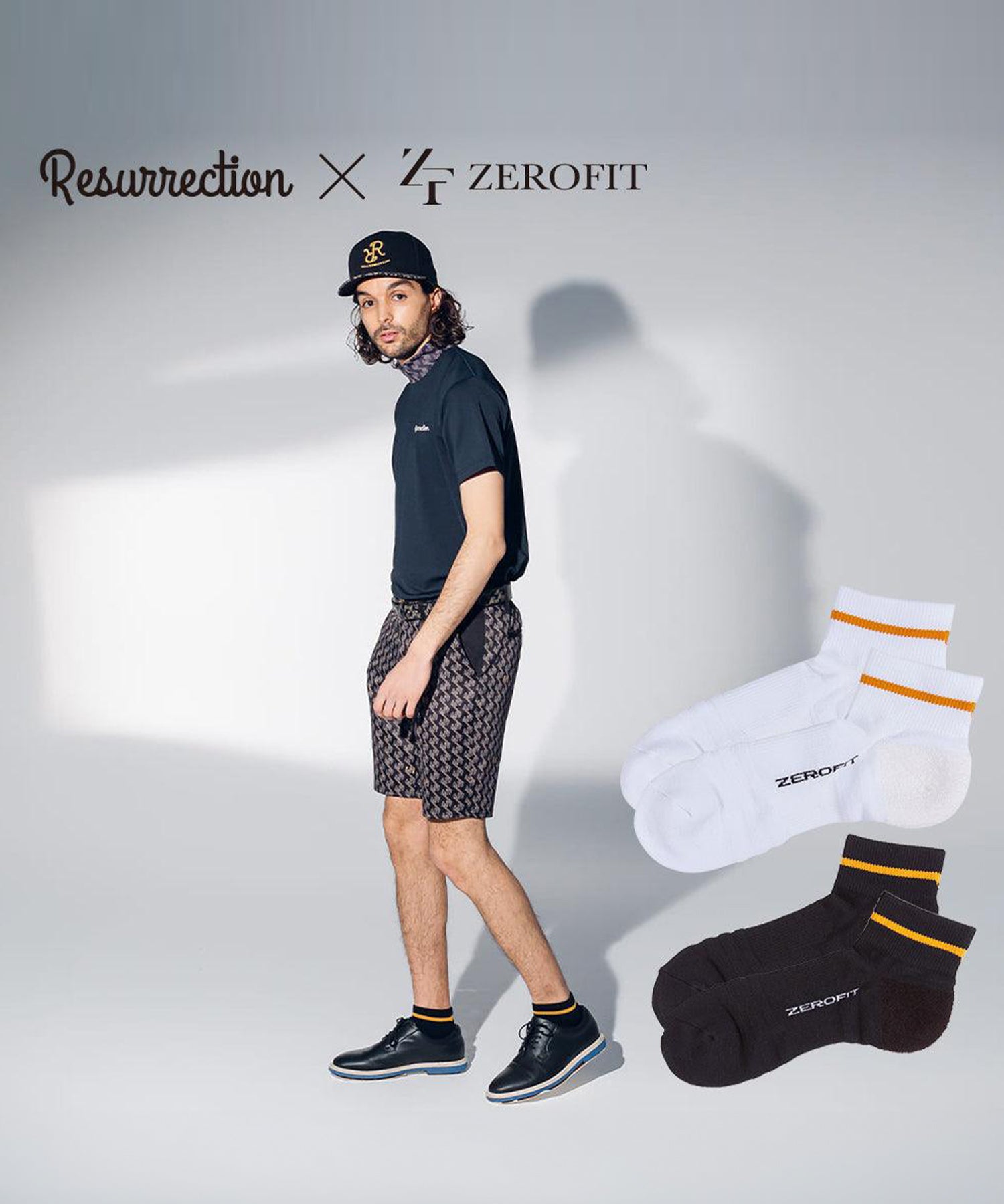 [Resurrection collaboration] Yellow line short socks